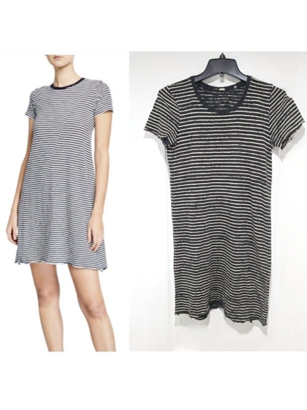 Atm Anthony Thomas Melillo | Distressed stripe tee dress